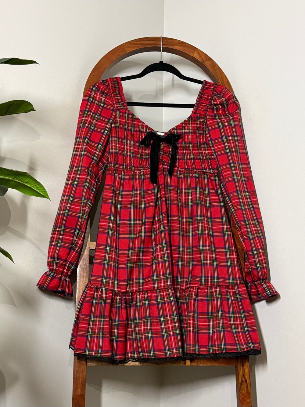 Allison + Kelly SMALL Red Tartan Plaid Long Sleeve Dress